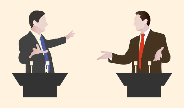 Debate two speakers. Political speeches debates