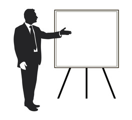 Manager shows Items objectives. Infographics © derdy