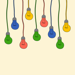 Naklejka premium Hanging color bulb