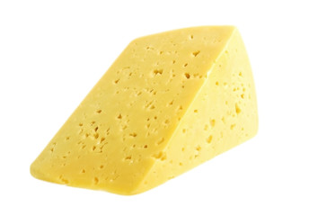 Piece of cheese isolated on white background