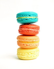 Macaroons stack (four) isolate on white background