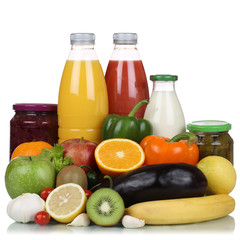 Früchte, Gemüse, Obst, vegetarisch Lebensmittel und Saft Getr