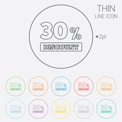 30 percent discount sign icon. Sale symbol.