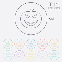 Halloween pumpkin sign icon. Halloween party.