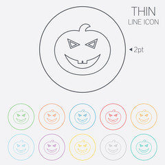 Halloween pumpkin sign icon. Halloween party.