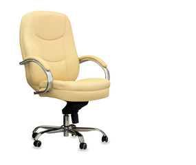 Fototapeta premium The office chair from beige leather. Isolated