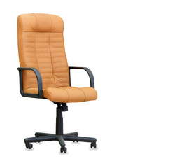 The office chair from beige leather. Isolated