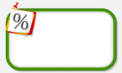 green frame with pushpin and percent symbol