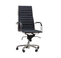The office chair from black leather. Isolated