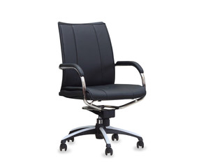 The office chair from black leather. Isolated