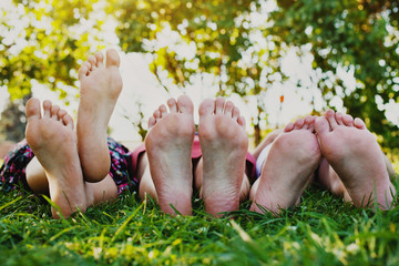 family picnic, feet on the grass