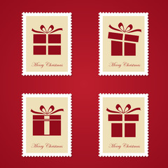 Set of colorful Christmas Postage stamps
