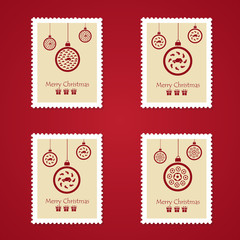 Set of colorful Christmas Postage stamps