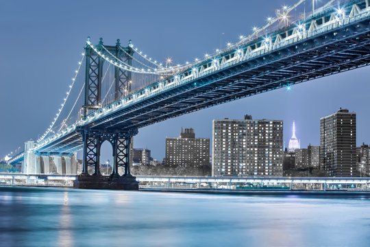 Fototapeta Manhattan bridge night view