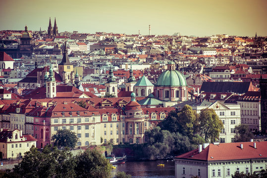 view of the old town with the Prague Castle