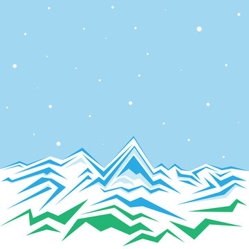 Vector of the high winter mountains