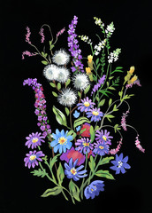 Colorful watercolor wildflowers illustration