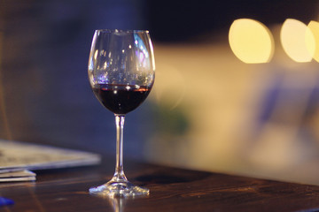 glasses of red wine at restaurant concept alcohol