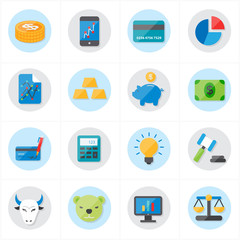 Flat Icons For Finance Icons and Business Icons