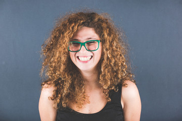 Smiling Curly Young Woman Portrait