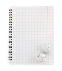checked notebook  on white