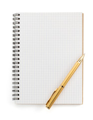 checked notebook  on white