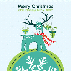 Christmas greeting card, vector
