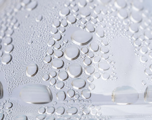 Close up water drop on plastic bottle