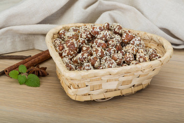 Peanut in honey with sesame seeds