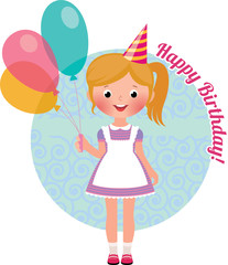 Girl with balloons birthday