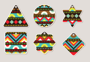 Set Of Tags Design With Geometric Pattern