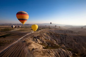 Wall murals Turkey inspiring beautiful landscape with hot air balloons