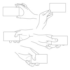 Hand holding blank business card vector set - 74036844