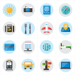 Flat Icons For Travel Icons and Transport Icons