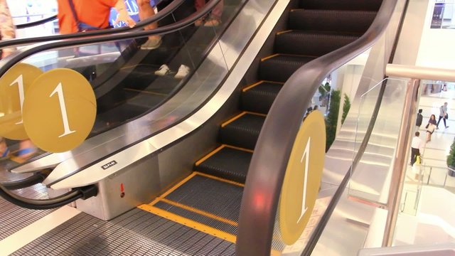 Thailand, Bangkok, 1 August 2014. Escalators of the Siam Paragon