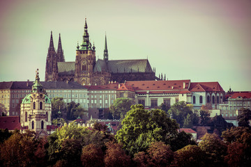 View of old town and Prague castle