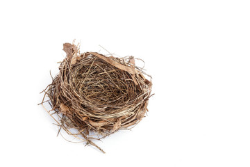 Obraz premium Empty bird nest isolated on white
