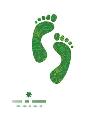 Vector ecology symbols footprints silhouettes pattern frame
