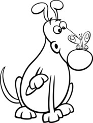 dog with butterfly coloring page