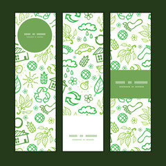Vector ecology symbols vertical banners set pattern background