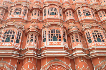 Fototapeta na wymiar Closeup of Hawa Mahal, Wind Palace, Jaipur, Rajasthan, India