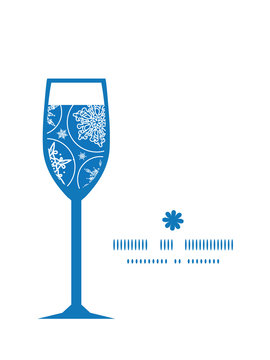 Vector falling snowflakes wine glass silhouette pattern frame