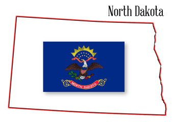 North Dakota State Map and Flag - obrazy, fototapety, plakaty