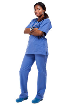Full length black nurse