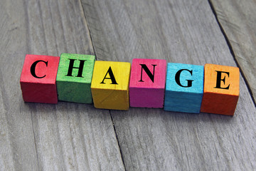 concept of change word on wooden cubes