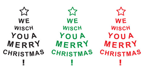 Obraz na płótnie Canvas SET: Christmas trees „We wish you a merry Christmas!“