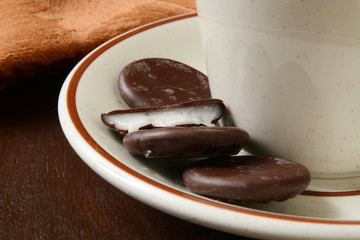 Chocolate covered mint cookies