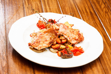 chicken with vegetables and beer