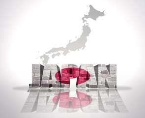 Word Japan on a map background