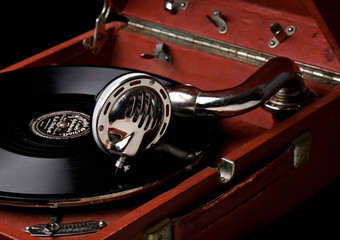gramophone with old vinyl record